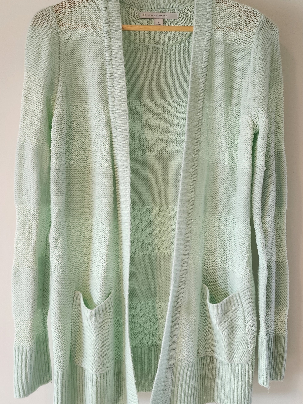 LC Lauren Conrad Mint Open-Front Pocket Cardigan Size Medium